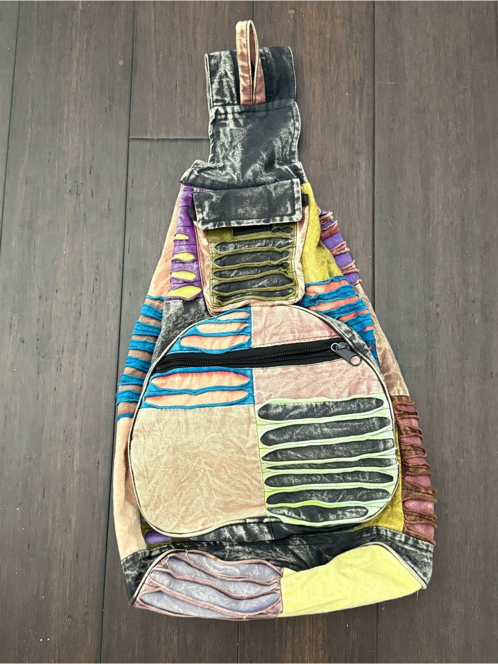 Colorful Patchwork Sling Backpack in Multicolor